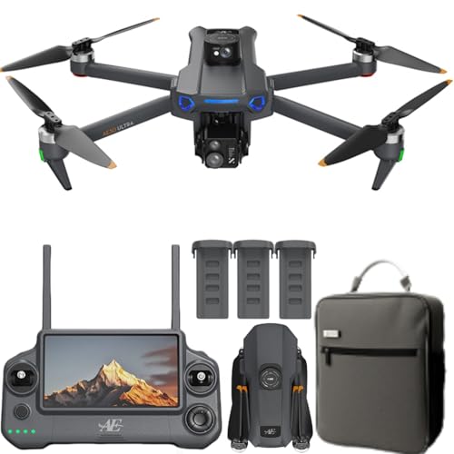 Cyaxzolp professional drone s with camera for adults 4K Video long range ,3-Axis Gimbal EIS 8K Camera drone with7.2'' HD Touch Screen on controller, 5G GPS Brushless Motor, Built-in Obstacle Avoidance 360 ，with Airdrop, 3 Batteries (black)