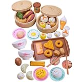 Juego de Comida de Juego Dim Sum para Desayuno Chino de 46 Piezas, Bollos de Vapor y más Juguetes de Cocina, de rol para niños a Partir de 3 años