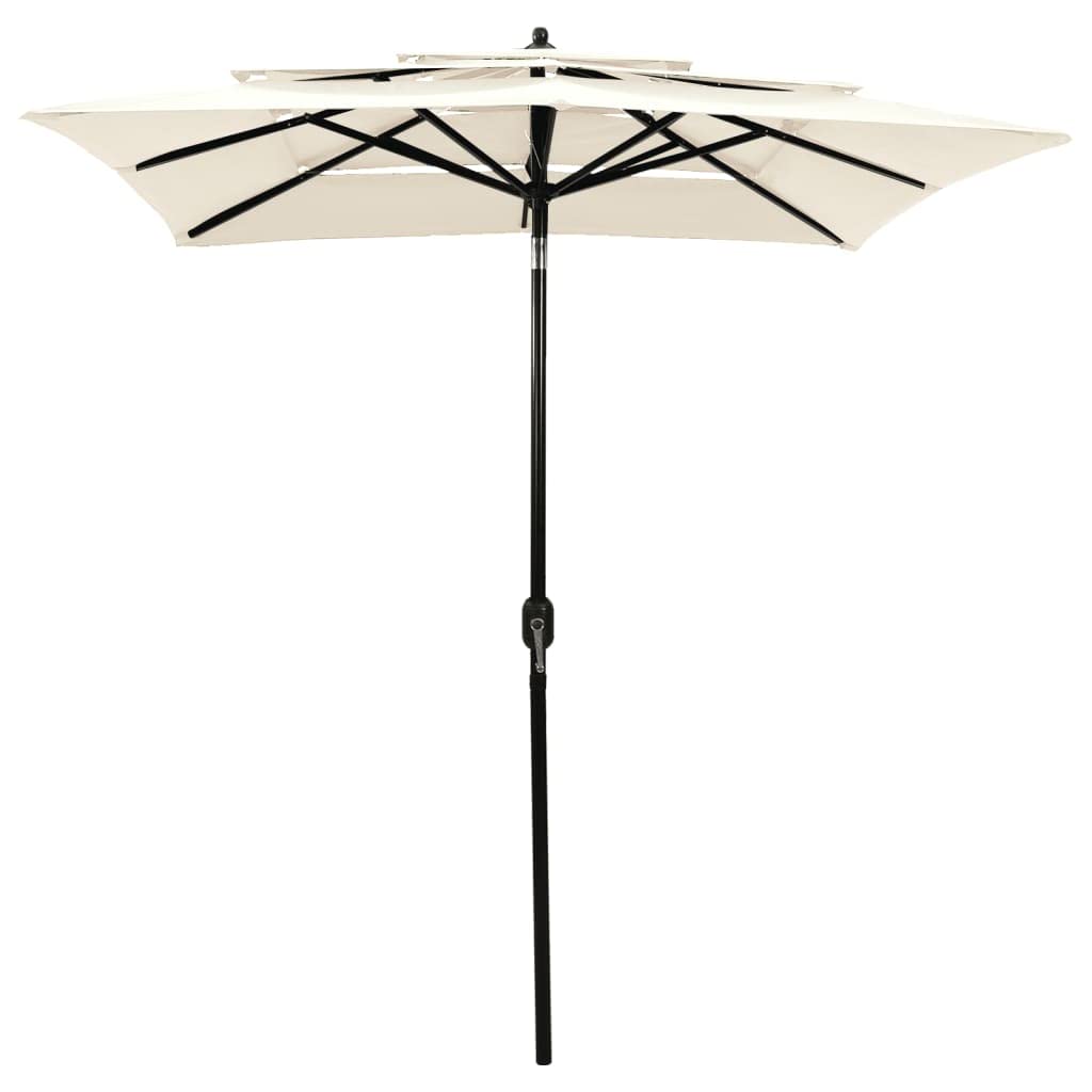 Parasol przeciwsłoneczny, aluminiowy maszt, w kolorze piaskowym, x, m, ochrona przed promieniowaniem UV, odporny na działanie wody, parasol ogrodowy na taras, funkcja korby, możliwość