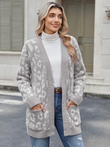 Image of Snuggle Sac Cardigan Sweaters for Women with Pocket Trendy Casual Long Sleeve Tops Open Front Fall Winter Coats