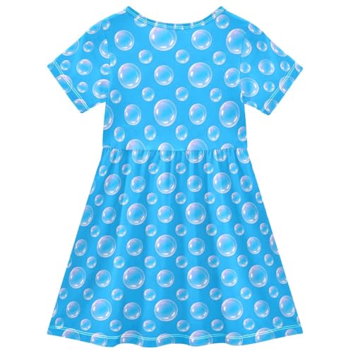 Bubble Pattern Girls Dresses Short Sleeve Casual Midi Sundress for Kids2