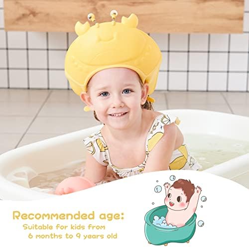 FUSACONY Baby Shower Cap, Adjustable Kids Shampoo Cap, Hair Washing Shampoo Shield Baby Visor for Eyes Ears and Face Protector, Kids Bath Head Shield for Infant,Toddlers, Child (Yellow)
