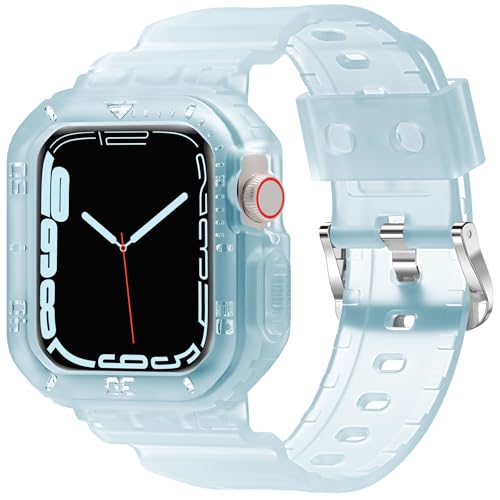 DABAOZA Compatible for Clear Apple Watch Band 41mm 40mm 38mm, Matte Frosted Jelly Crystal Women Men TPU Sport Strap for iWatch Ultra 3 2 Series 11 10 9 8 7 6 5 4 SE 3 2 1 (41/40/38, Frosted Blue)