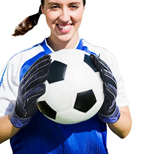 Goalie Gloves for Youth & Adult, Goalkeeper Gloves Kids with Finger Support, Black Latex Soccer Gloves for Men and Women, Junior Keeper Football Gloves for Training and Match