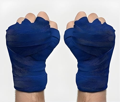Image of Blue Gym Hand Wrap Gloves for Workout and Weight Lifting, 5 Feet Long, 2 Inches Wide, 1 Pair (Blue)