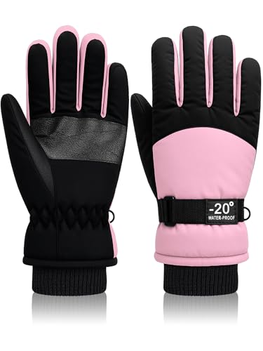 Image of Geyoga Kids Waterproof Winter Snow Ski Gloves for Boy Girl Outdoor Warm Thickening Snowboard Gloves