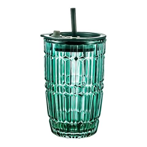 Soulnioi 440ML Green Tumbler with Straws Cover
