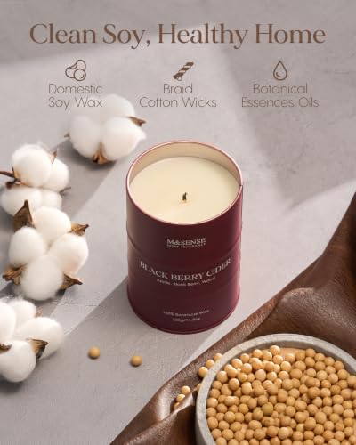 Image of M&SENSE Black Berry Cider Scented Soy Candles,11.3 oz Fall Candle Non Toxic,Aromatherapy Candle for Stress Relief Meditation Relaxing