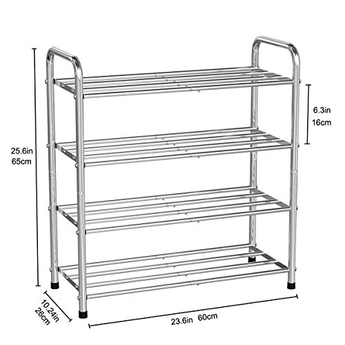 image for FANHAO 4-Tier Shoe Rack, 100% Stainless Steel Shoe Storage Organizer, 