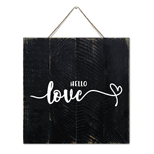 Panneau mural en bois rustique Hello Love, le cadeau de Saint-Valentin idéal pour la maison - 2