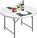 Produktbild HollyHOME Klapptisch Rund 122cm Tisch Klappbar Gartentisch Wetterfest Campingtisch Tragbarer Balkontisch Klappbarer Esstisch für Küche BBQ Catering Party, Weiß