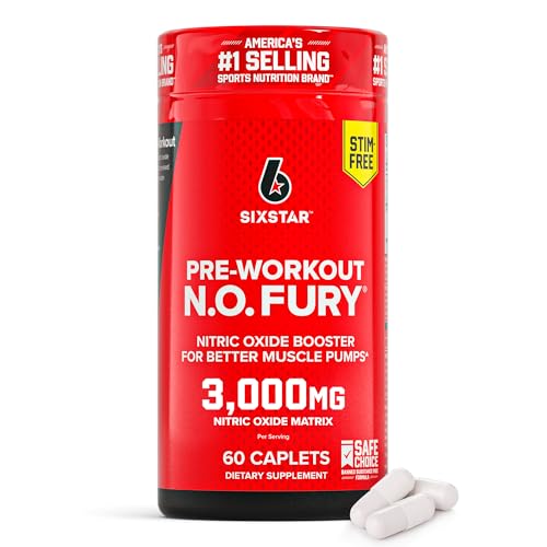 Six Star Nitric Oxide Supplements for Men & Women, Muscle Builder (60 Count) – Nitric Oxide Booster Pills Muscle Pump Pre Workout Supplement – Sports Nutrition for Muscle Building, Strength & Energy