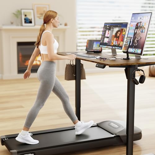 Image of Furmax 55 Inches Electric Standing Desk, Home Office Desk with Phone Holder