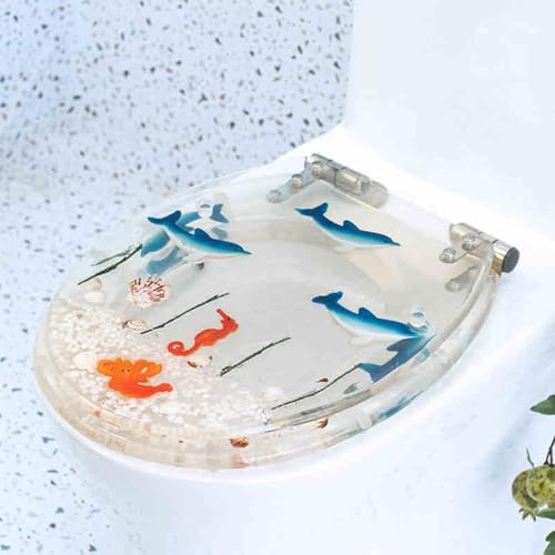 ֍AX[N[Y֍A Resin Toilet Seat Soft Close Arc Design Removable For U V O Toilets Size 42x36 cm(Style-7)