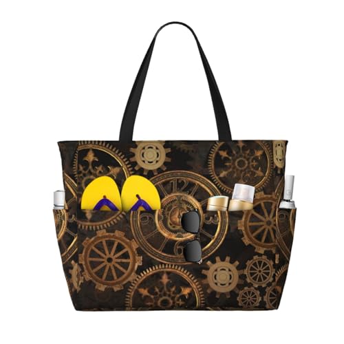 Grand sac de plage en toile pour femme avec poignées robustes