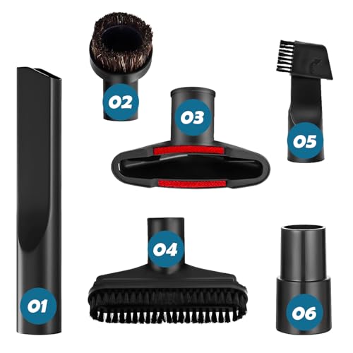 TUAKIMCE 6PCS Vacuum Cleaner Accessories Set Compatible with Henry Hoover Attachments Including 2 in 1 Nozzle/Flat Suction/PP Hair Brush/Sofa Brush/Round Horsehair Brush 35mm to 32mm Adapter