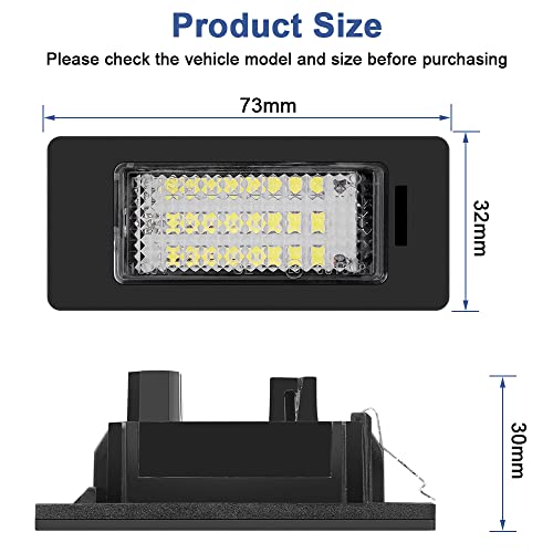URAQT Kennzeichenbeleuchtung, 2 x 6500 K Kennzeichenleuchte 400Lm Weiß Kennzeichen 12V Eingebauter Canbus für B-MW E39 E60 E82 E90 E92 E93… – Ansicht 2