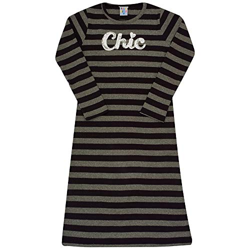 Vestido Manga Longa Listrado Mescla Preto - Infantil - Menina Ribanas 45421-1173 Vestido Preto - Inf