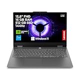 Lenovo LOQ Essential Gaming AI Laptop | 15.6" FHD 144Hz | NVIDIA GeForce RTX 5050 | Intel Core i5-13450HX | 16GB RAM | 512GB SSD | Windows 11 | QWERTZ | Weiss-beleuchtet | Grau | 3 Monate Game Pass
