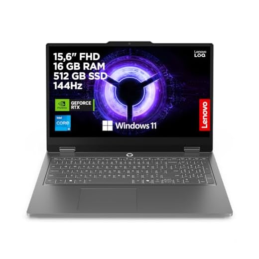 Lenovo LOQ Essential Gaming AI Laptop | 15.6" FHD 144Hz | NVIDIA GeForce RTX 5050 | Intel Core i5-13450HX | 16GB RAM | 512GB SSD | Windows 11 | QWERTZ | Weiss-beleuchtet | Grau | 3 Monate Game Pass