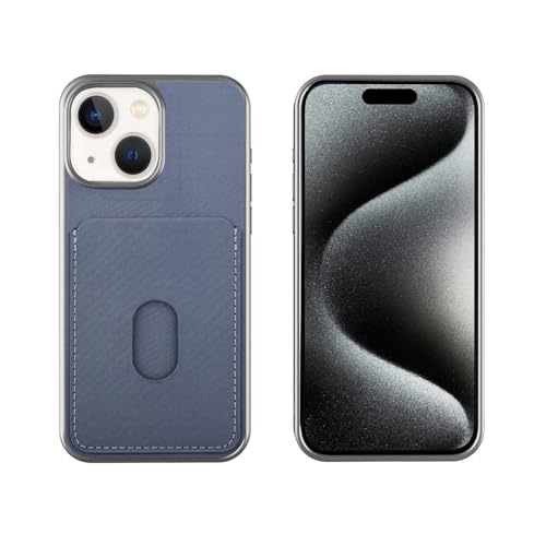 Image of amazon basics Velvet Finish PU Leather Wallet Case for iPhone 15 (Blue)