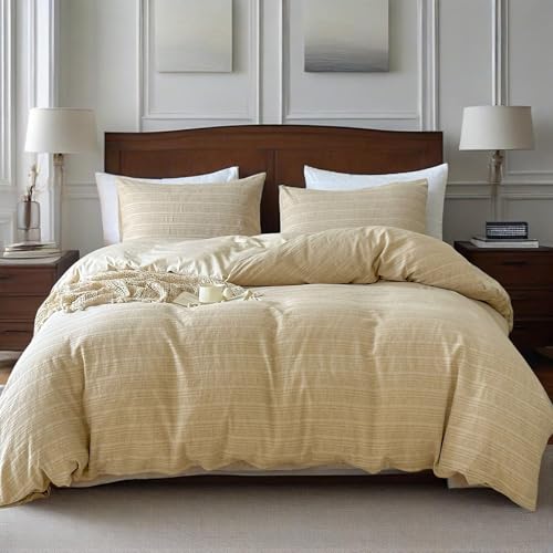 Simple&Opulence Linen Duvet Cover King Size, 3 PCS Natural Linen
