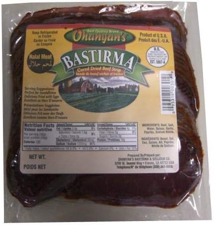 Bastirma-Cured dried beef SLICED Strips, approx. 0.5lb
