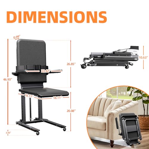 Image of Upgrade Steel Electric Lift Chair with Advanced Wheels and PU Cushion, Floor Lift for Elderly, Support Up to 220 LBS, Safety Seat Belts and Handrails, Suitable for Home or Care Facilities Use, Black