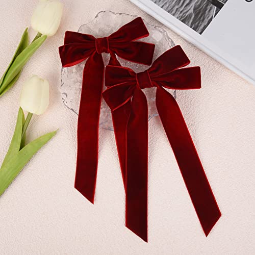 2 piezas lazos de terciopelo rojo para cabello miniatura 4