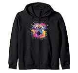 colorato pug dog splash art felpa con cappuccio