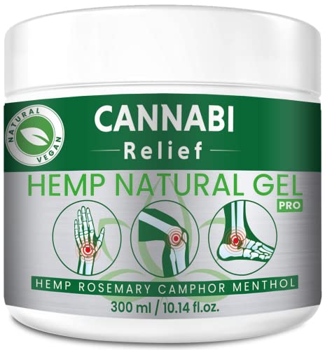 Cannabi Relief | Gel de cáñamo natural PRO para articulaciones y músculos. Máxima eficacia para aliviar el cuerpo. 14 extractos naturales de Dutch Health con aceite de cáñamo y romero (300 ml)