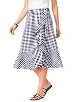 Mrugneni Check Tie - Front Frill Midi Skirt