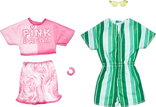 Tenues de vêtements pour poupée Barbie : idée cadeau avec haut court et mini-jupe rose