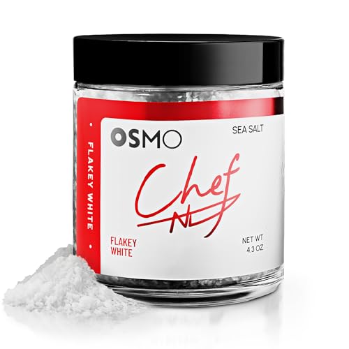Osmo Flakey White Sea Salt By Chef Nick DiGiovanni Premium Sea Salt Perfect for Cooking & Finishing Dishes Gourmet Crunchy Texture for Chefs Hand-Packed in USA Kosher (4.3oz Pack of 1)