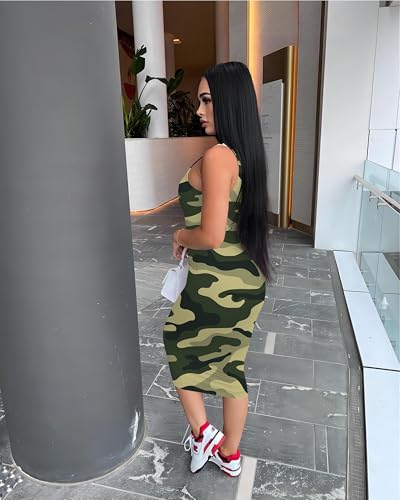 Image of Nimsruc Women Casual Sexy Tank Top Bodycon Dress Summer Pencil Sleeveless Basic Midi Club Dresses