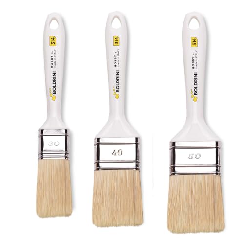 Set 3 Pennelli Pittura Professionali – Pennelli Vernice con Manico in Plastica 3-4-5 cm – Ideali per Pareti, Legno e Ferro – Pennelli per Smalti e Idropitture