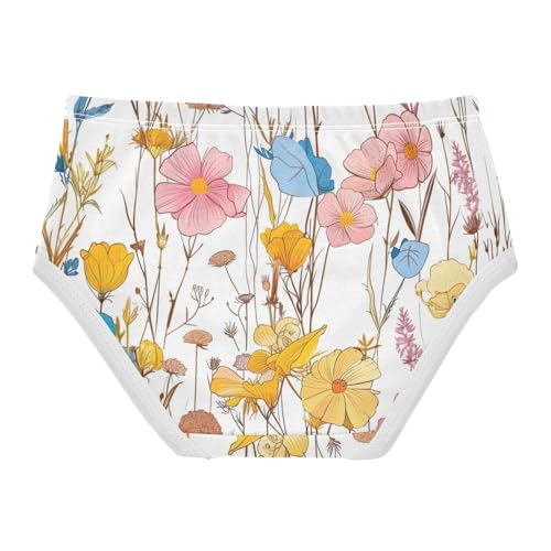 Girls Underwear, Vintage Wildflower White Toddler Panties, Girls Cotton Underwear, 2T–8 Years2