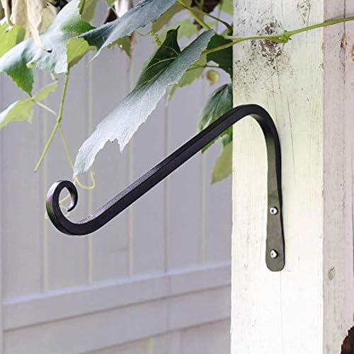 Image of Metal Wall Hook Hanging Plant Bracket Decorative Straight Plant Hanger for Pots, Bird Feeder, Planters, Lantern, Macrame, Wind Chimes Indoor | Outdoor (Pack of 2, L Black 27)
