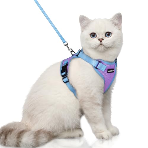 rabbitgoo Conjunto de arnês e coleira para gatos, colete ajustável macio à prova de fuga para caminh