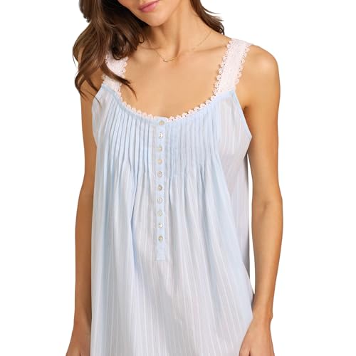 Eileen West Sleepwear & Loungewear for Women - Dobby Stripe Collection - 100% Cotton Sleeveless Lightweight Short Nightgown2