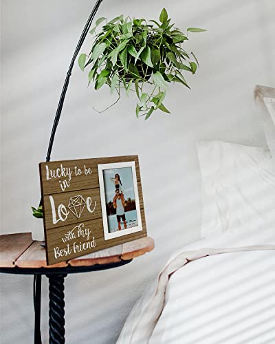 Ylu Yni Gifts For Him/Her, Wooden Picture Frame 4X6 Inch Photo, Anniversary Wedding Photo Frame, Romantic Unique Engagement Gift For Newly Engaged Couples, Gifts For Women, Valentines Day Decor #TOP7