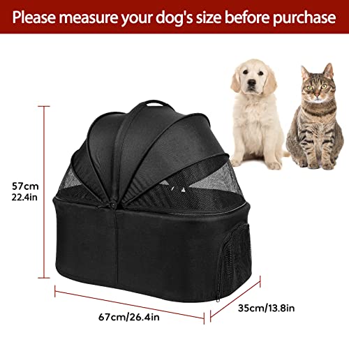 Dog Stroller for Small Dogs 3 in 1 Multifunction Pet Stroller for Medium Dogs Foldable Aluminum Alloy Frame Cat Strollers with Detachable Carrier Travel Animal Stroller
