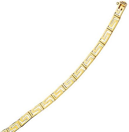 RCI 14K Gold Fashion Greek Key Cut Out Open Bar Link 7.25" Bracelet 4Mm 5Grams