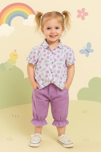 Image of Bold N Elegant Floral Embroidered Cotton Sleeveless Ruffle Top and Shorts Clothing Set for Infant Toddler Baby Girl