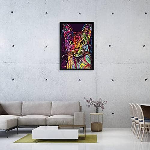 Xiaomoyu 5D DIY Diamond Art Painting Kits Full Drill, Colorful Cat Diamond Canvas Rhinestone Crystal Gem Arts and Crafts Pictures Painting by Numbers for Adults Kids Home Wall Decorations