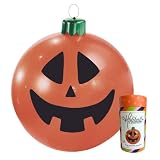 Holiball 30 Inch Inflatable Pumpkin Ornament, Giant Halloween Yard Decoration, Indoor Outdoor Blow Up Jack-O'-Lantern with Hanging Loop, Reusable Seasonal Fall DΓ©cor for Porch, Lawn & Party Display