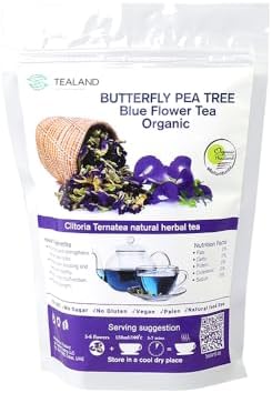 Tealand Blue Tea (Butterfly Pea Flower) – Natural Herbal Blue Flower Tea | Color Changing, Caffeine Free, Antioxidant | 40 g