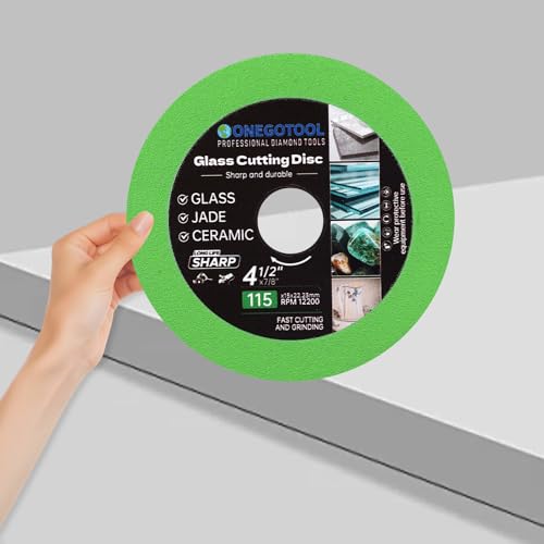ONEGOTOOL 4-1/2x7/8 inch Tile Cutter Glass Cutting Disc for Angle Grinder Glass Ceramic Diamond Cutting Blade Disc for Grinding Jade, Crystal, Wine Bottles. (10PCS) by ONEGOTOOL - Used condition - Image 2