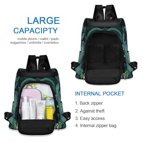 Image of ALAZA Sea Turtlelotuses Mandala Boho Outdoor Backpack Bags for Woman Ladies