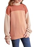 blibean Teen Girls Fall Shirts Big Kid Puff Long Sleeve Striped Color Block Tops Little Girl Spring Tee Shirt Casual Crewneck Tunic Blouse Clothes Size 10-11 Year Old Red
